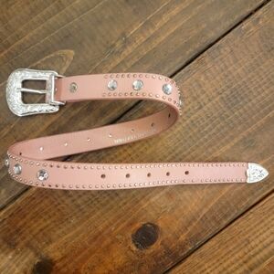 💥NOCONA Belt Co pink girls rhinestone Silver buckle length = 29.5" COWGIRL
